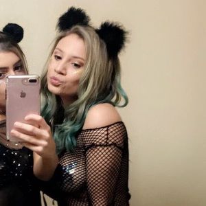 Britts blossoms black fluff kitty ears